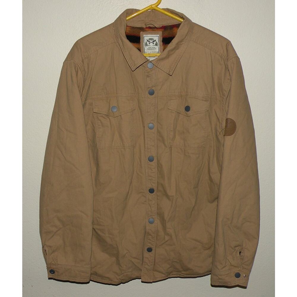 MBX Trade Mark Men’s XL Snap Fleece Lined Chore Jacket Coat Tan Southwest Inside